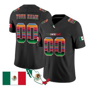 Black Red - Green Mexico Serape Pattern Personalized Football Jersey