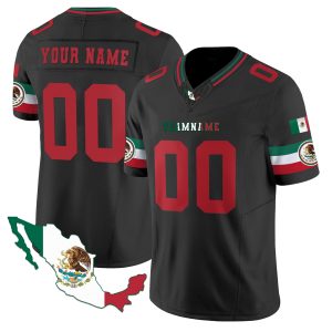 Black Red Mexico Map Patch - Personalized Football Jersey