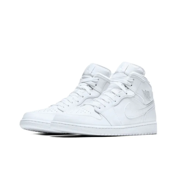 Air Jordan 1 Retro Mid 'Triple White' 554724-104 - Drop - Image 3