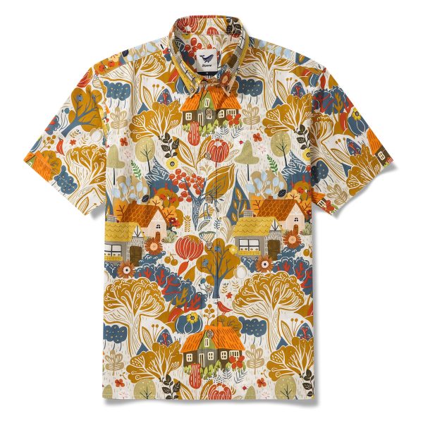 Hawaiian Shirt for Men - Brown Aloha Afternoon Plains Button-Down Short Sleeve Aloha Shirt for Casual Beach, Travel and Vacation Wear