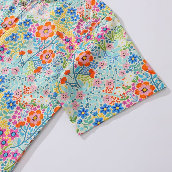 Hawaiian Shirt for Men with Summer Flower Garden Designs - Casual Beach and Travel Wear Button-Down Short Sleeve Shirt - Image 3