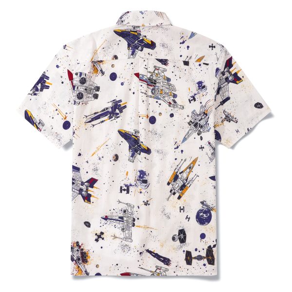 Hawaiian Shirt for Men - White Star Wars Galactic Voyage Print Button-Down Short Sleeve Aloha Shirt for Casual Beach, Travel and Vacation Wear - Image 2