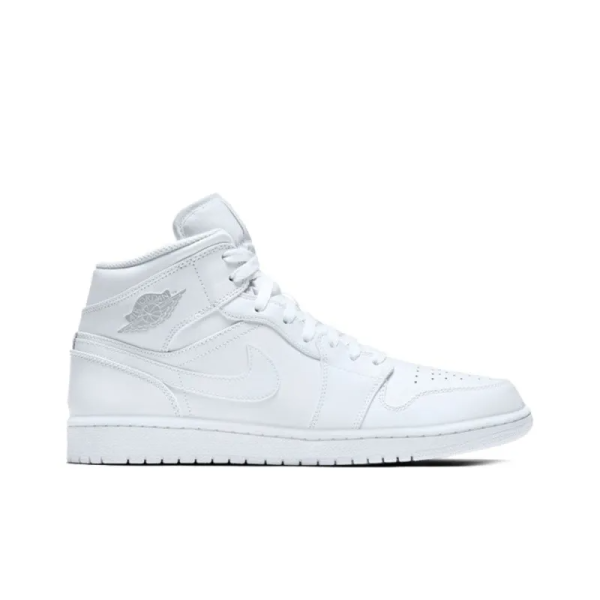 Air Jordan 1 Retro Mid 'Triple White' 554724-104 - Drop - Image 2