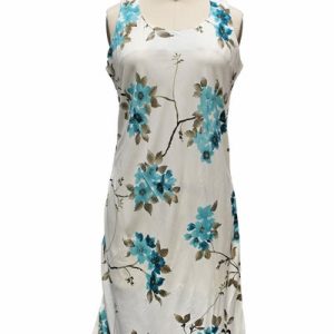 Hawaiian Cherry Blossom White Button Front Tank Dress