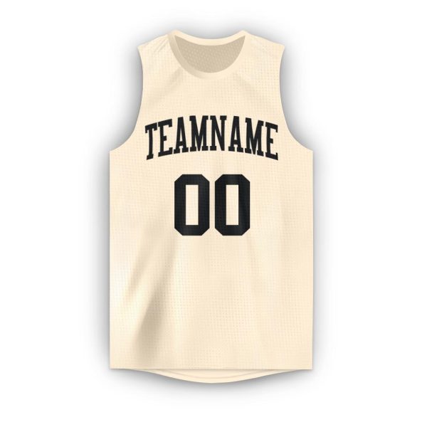 Cream Black Round Neck Personalized Basketball Jersey - Image 5
