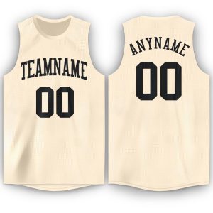 Cream Black Round Neck Personalized Basketball Jersey