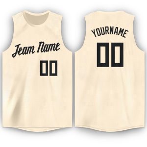 Cream Black Round Neck Personalized Basketball Jersey