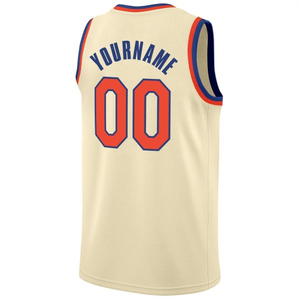 Cream Orange-Royal Round Neck Rib-Knit Personalized Basketball Jersey - Image 7