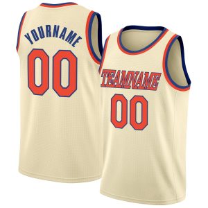 Cream Orange-Royal Round Neck Rib-Knit Personalized Basketball Jersey