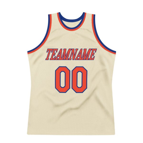 Cream Orange-Royal Authentic Throwback Personalized Basketball Jersey - Image 5