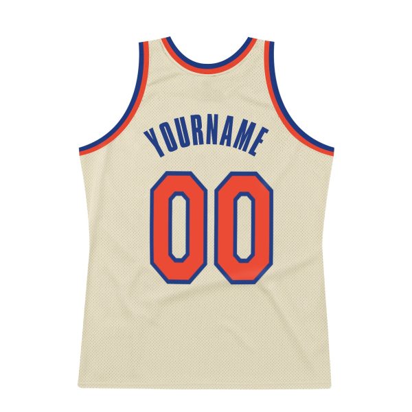 Cream Orange-Royal Authentic Throwback Personalized Basketball Jersey - Image 6