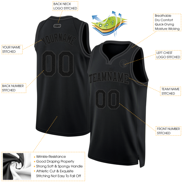 Black Black - Steel Gray Personalized Basketball Jersey - Image 2