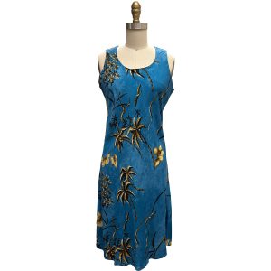 Hawaiian Retro Oasis Cool Water Button Front Tank Dress