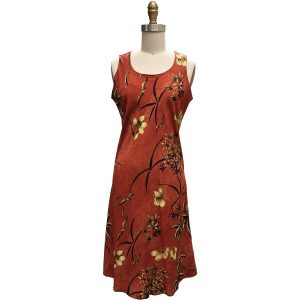 Hawaiian Retro Oasis Rust Button Front Tank Dress