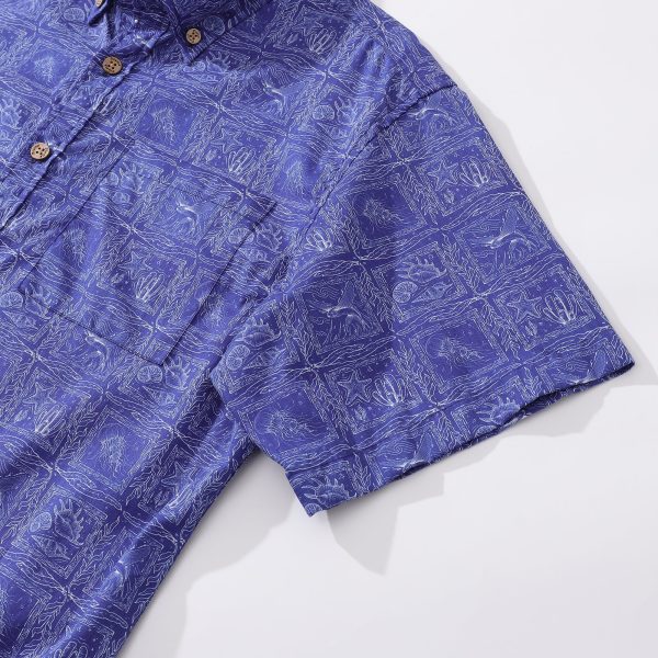 Hawaiian Shirt for Men with Ocean Life Print - Yiume Bluey Short Sleeve Aloha Shirt for Casual Beach and Travel Wear - Image 3