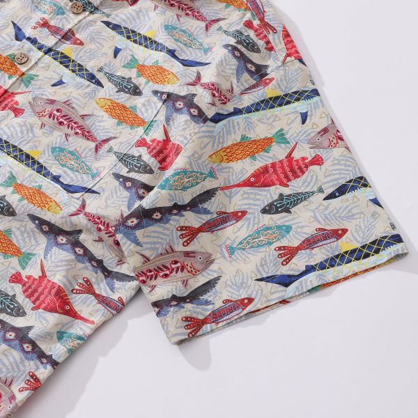 Hawaiian Shirt for Men - Fish Print Button-Down Short Sleeve Aloha Shirt for Casual Beach, Travel and Vacation Wear - Image 2
