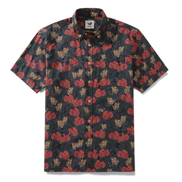 Valentine's Day Hawaiian Shirt for Men - Serenity in Bloom Print by Mahhima Bansal Button-Down Short Sleeve Aloha Shirt for Casual Beach, Travel and Vacation Wear - Image 2
