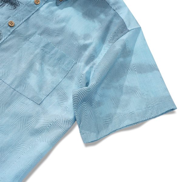 Hawaiian Shirt for Men with Blue Ocean Crest Print - Casual Beach and Travel Wear Button-Down Short Sleeve Aloha Shirt - Image 3