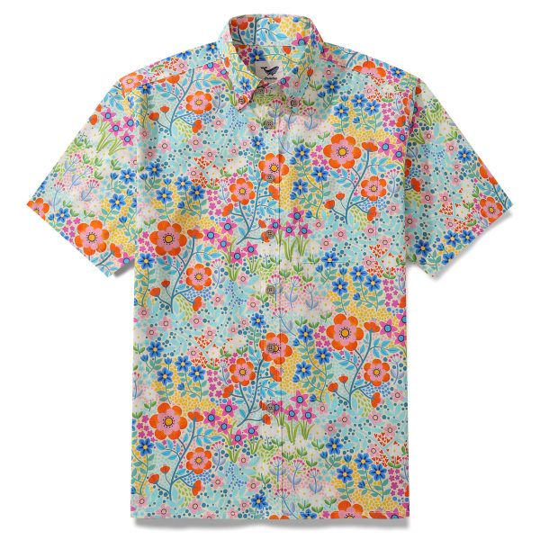 Hawaiian Shirt for Men with Summer Flower Garden Designs - Casual Beach and Travel Wear Button-Down Short Sleeve Shirt - Image 2