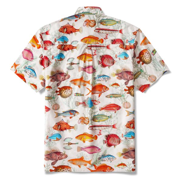 Hawaiian Shirt for Men - Tropical Fish Print Button-Down Short Sleeve Aloha Shirt in Beige for Casual Beach, Travel and Vacation Wear - Image 3