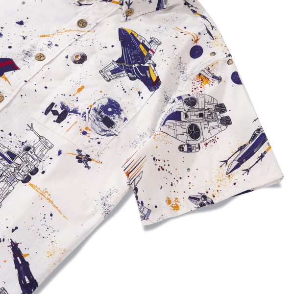 Hawaiian Shirt for Men - White Star Wars Galactic Voyage Print Button-Down Short Sleeve Aloha Shirt for Casual Beach, Travel and Vacation Wear - Image 3