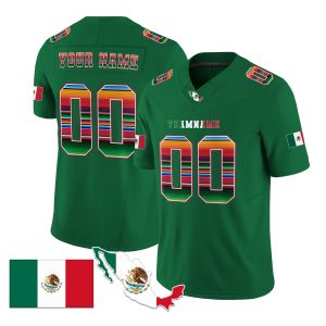 Green Red - Green Mexico Serape Pattern Personalized Football Jersey