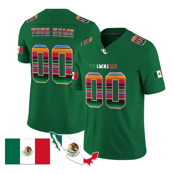 Green Red - Green Mexico Serape Pattern Personalized Football Jersey
