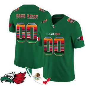 Green Red - Green Mexico Serape Pattern - Bald Eagle Patch Personalized Football Jersey
