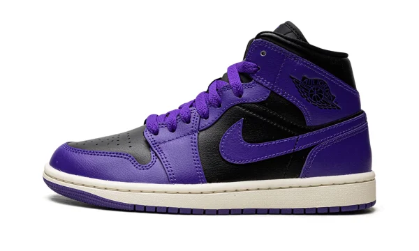 Air Jordan 1 Mid Purple Black Womens - BQ6472-051 - Streetwear