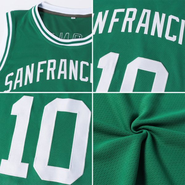 Kelly Green Red Black Custom Authentic Throwback Basketball Jersey - Image 5