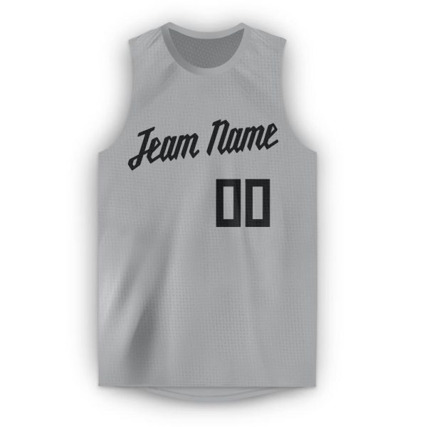 Gray Black Round Neck Personalized Basketball Jersey - Image 2