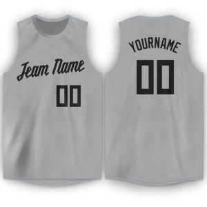 Gray Black Round Neck Personalized Basketball Jersey