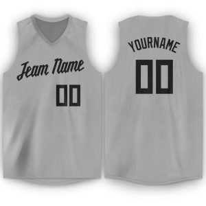 Gray Black V-Neck Personalized Basketball Jersey