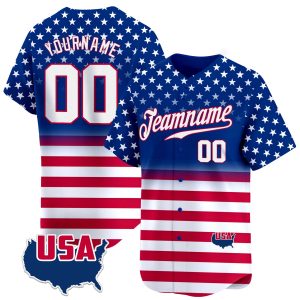 Royal Red White- Red Star & Horizontal Line Pattern Personalized Baseball Jersey