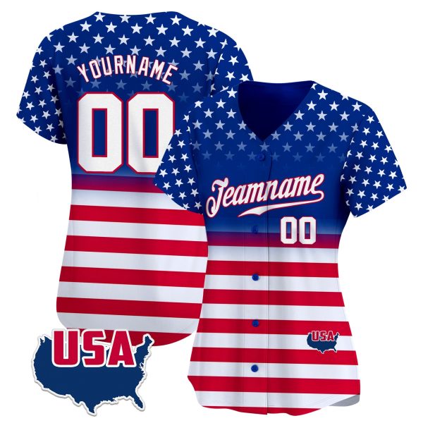 Royal Red White- Red Star & Horizontal Line Pattern Personalized Baseball Jersey - Image 2