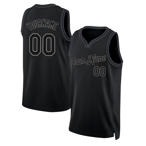 Black Black - Gray Custom Throwback Basketball Jersey