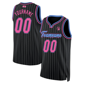 Pink - Light Blue Personalized Basketball Jersey