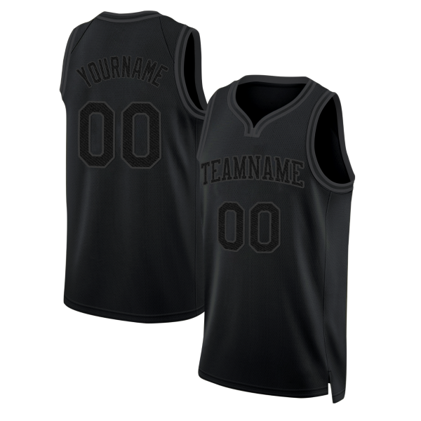 Black Black - Steel Gray Personalized Basketball Jersey