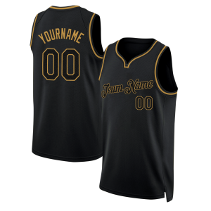 Black Black - Old Gold Custom Throwback Basketball Jersey