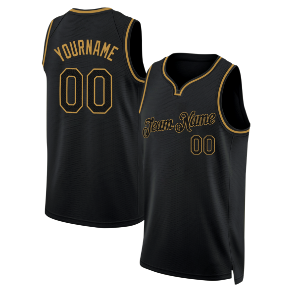 Black Black - Old Gold Custom Throwback Basketball Jersey