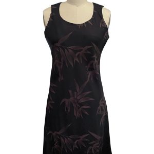 Hawaiian Bamboo Garden Black Button Front Tank Dress