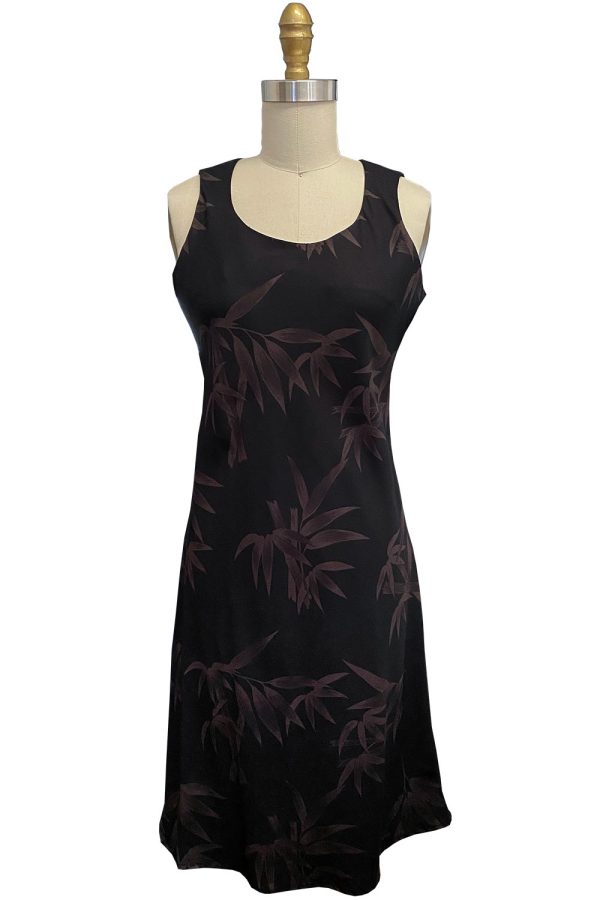 Hawaiian Bamboo Garden Black Button Front Tank Dress