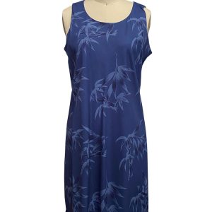 Hawaiian Bamboo Garden Navy Button Front Tank Dress