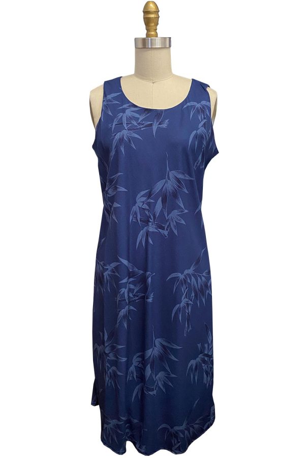 Hawaiian Bamboo Garden Navy Button Front Tank Dress