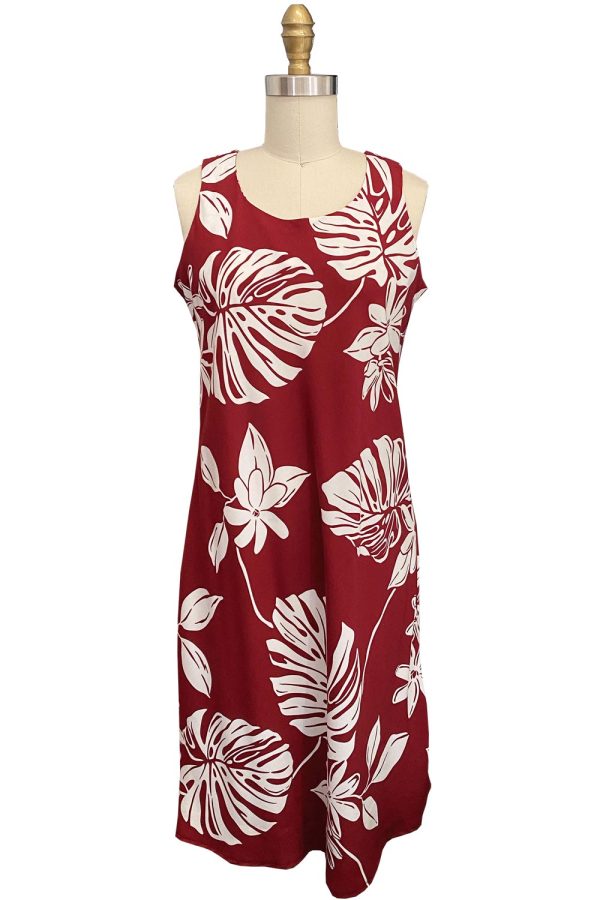 Hawaiian Tiare Fest Red Button Front Tank Dress