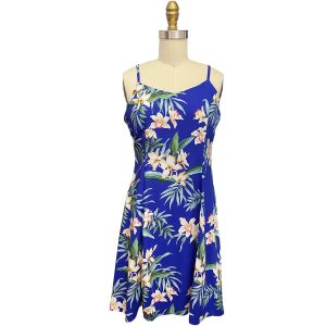 Hawaiian Ginger Orchid Royal Spaghetti Dress