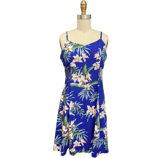 Hawaiian Ginger Orchid Royal Spaghetti Dress