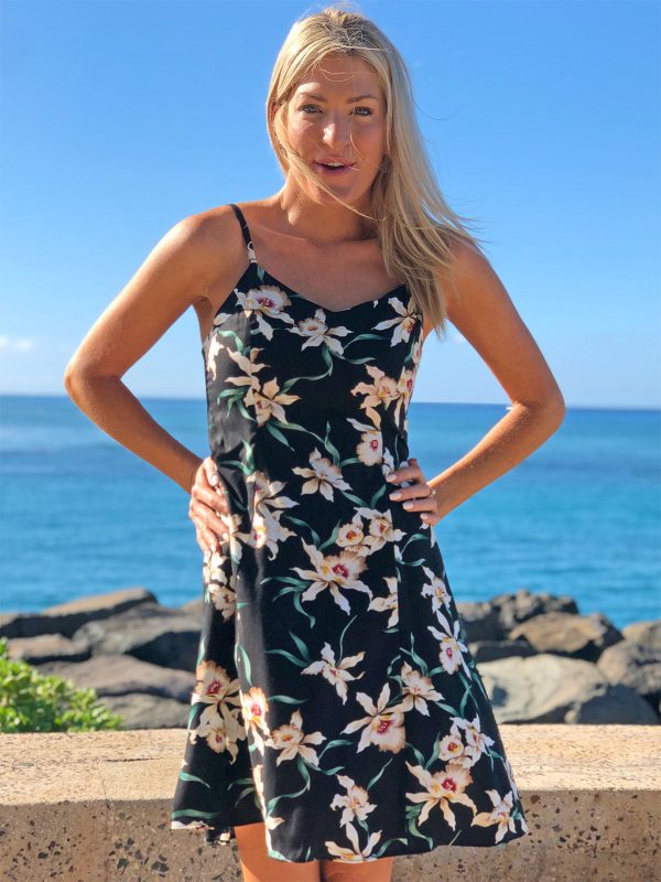 Hawaiian Star Orchid Black Spaghetti Dress - Image 2