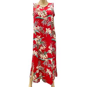 Ginger Orchid Red Long Tank Dress for Beach and Casual Wear