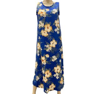 Hibiscus Resort Navy Long Tank Dress for Beach and Casual Wear